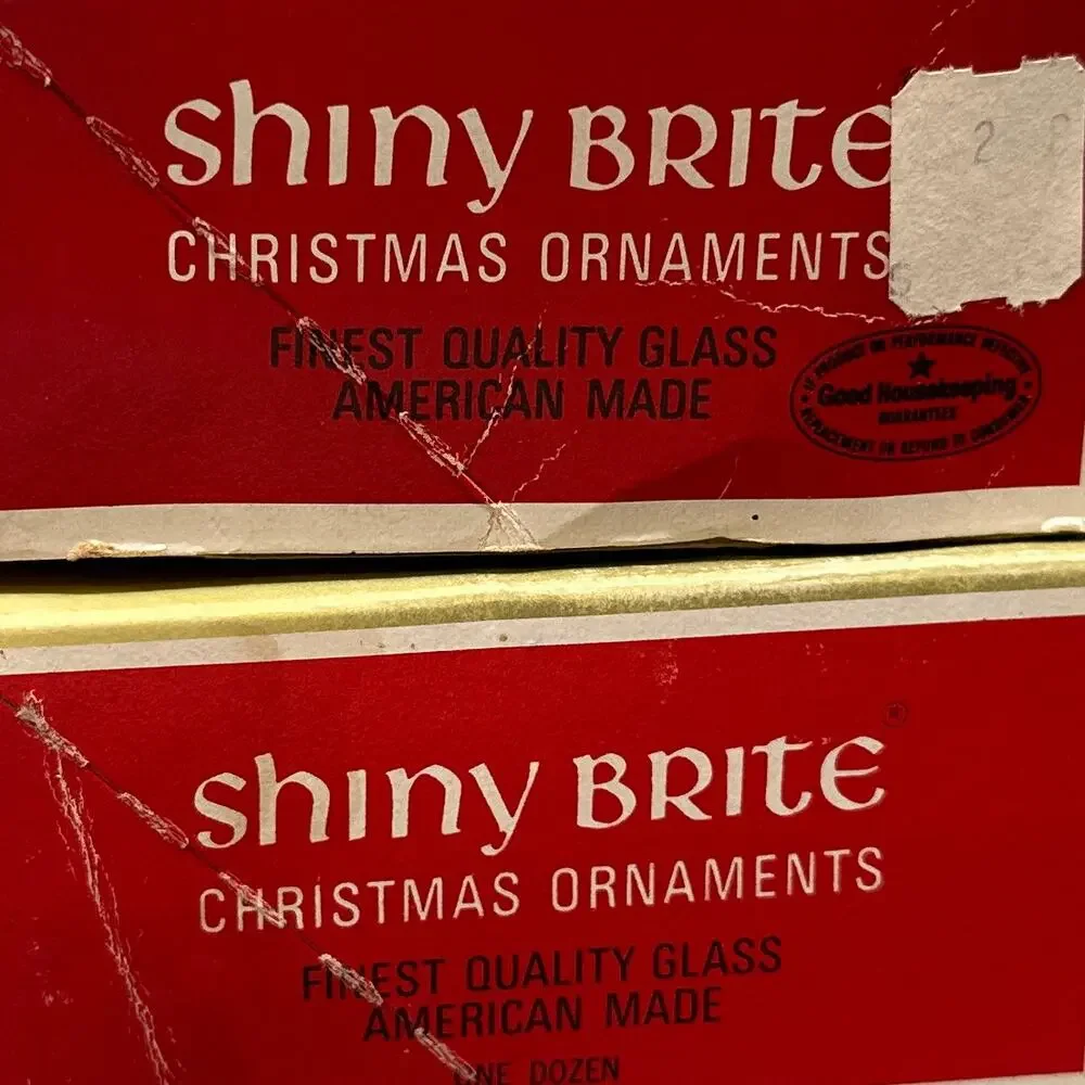 VTG Shiny Brite Glass Christmas Ornaments Pink Red 1 3/4